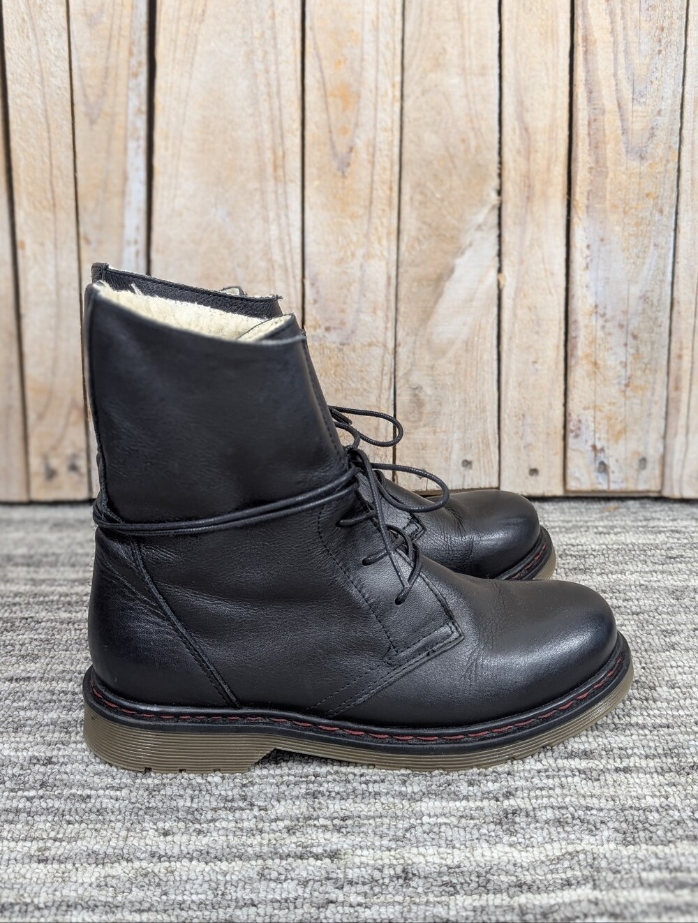 Avellini: Leather Combat Boots - Black - Size 37 EUR/6.5 US Women